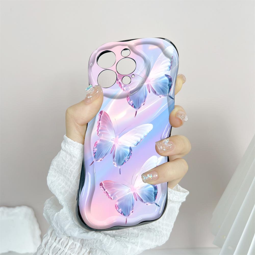 Cartoon Pattern Cream Texture Casing Wavy Edge Soft Silicone Cover Phone Case for IPhone Samsung Huawei Honor Xiaomi Redmi Infinix Tecno