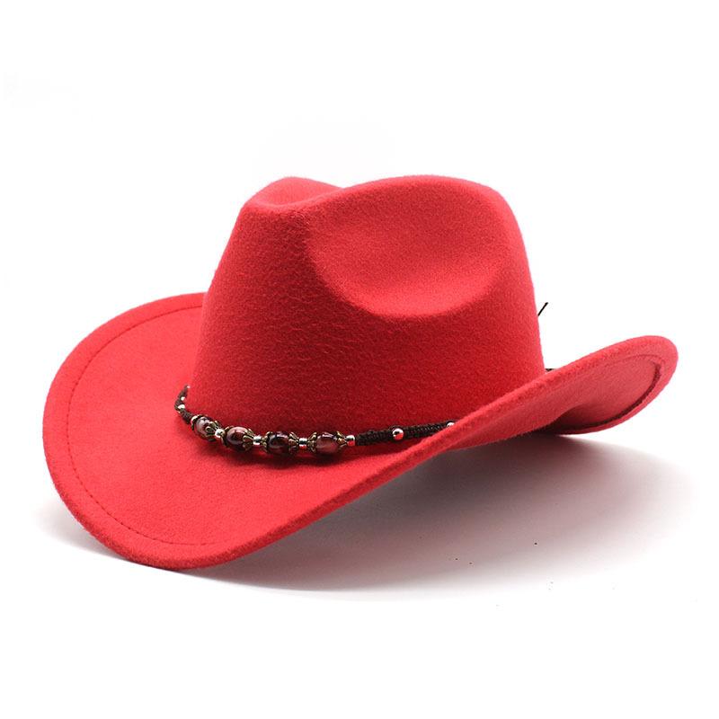 American Western Cowboy Hat Men'S Riding Hat Outdoor Travel Equestrian Hat Bent-Brimmed Wool Top Hat