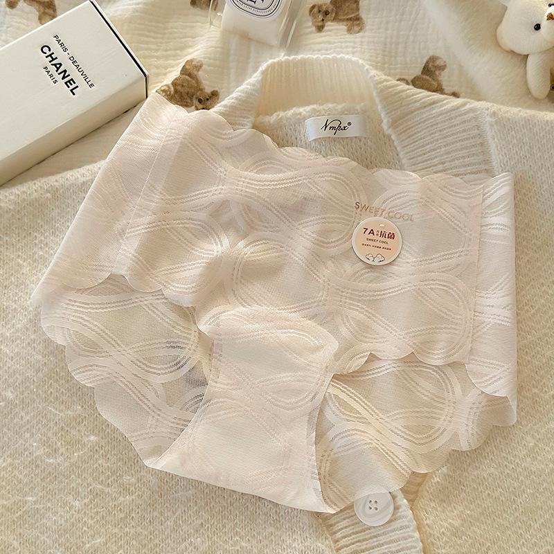 Dámské krajkové bezešvé spodní prádlo Dámské letní spodní prádlo se středním pasem z čisté bavlny 7A Antibakteriální spodní prádlo s prodlouženým klínem