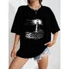 White Oversized T-Shirt With Lighthouse Print For Casual Wear