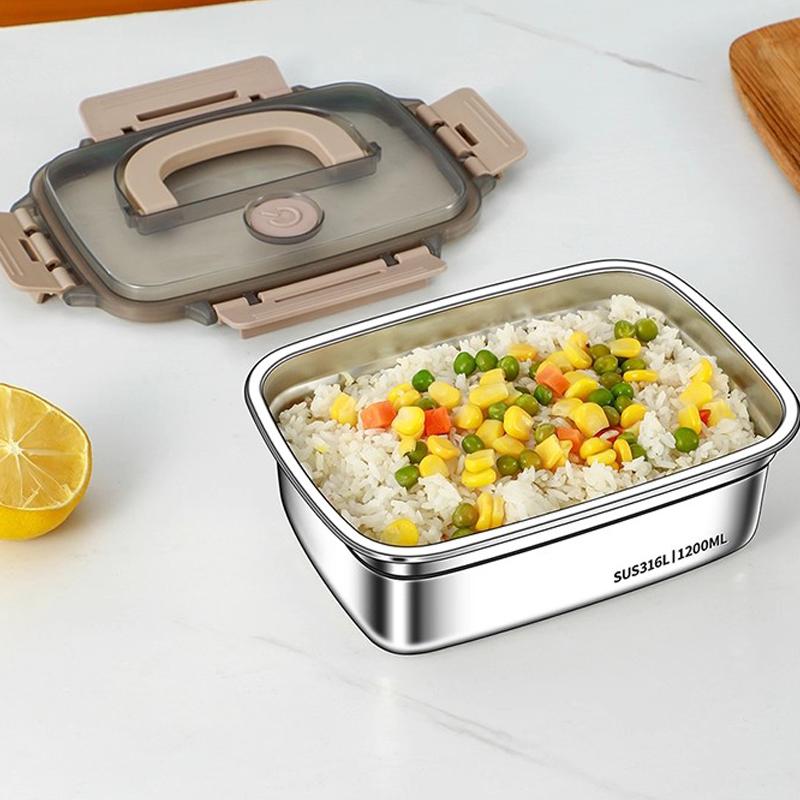 Portable Camping Sealed Lunch Box Stainless Steel Food Containers Leak-proof Bento Crisper Kitchen Storage Boxes with Lids