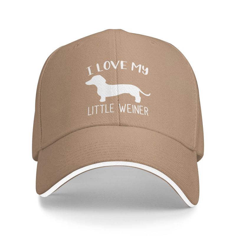 Fashion I Love My Little Weiner Baseball Cap for Women Unisex Adjustable Dachshund Dog Dad Hat Sun Protection