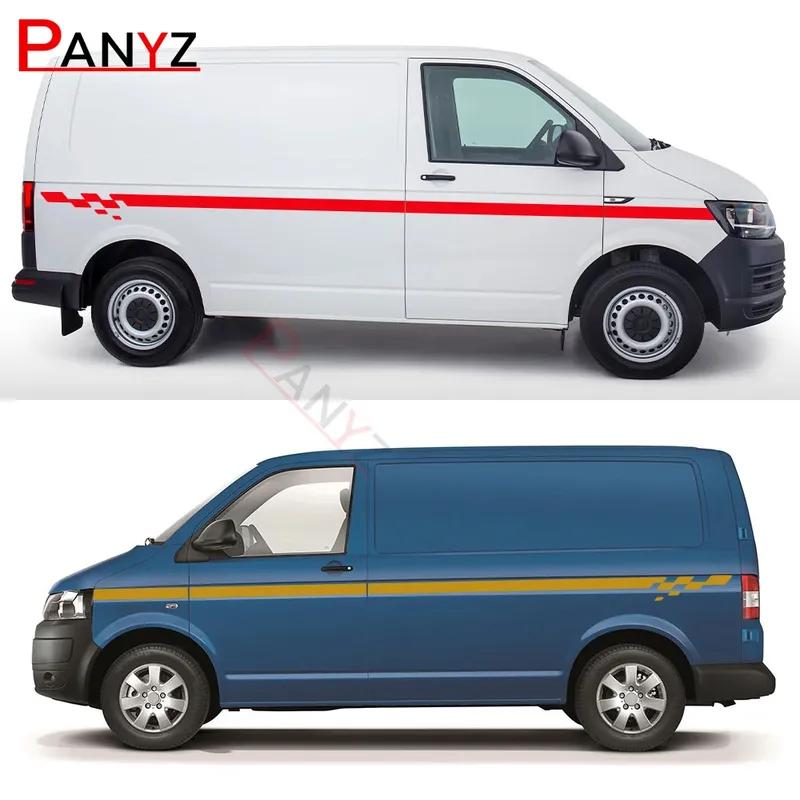 For Volkswagen VW Transporter T4 T5 T6 2PCS Car Stickers Camper Van Side Racing Stripes Graphics Vinyl Film Decals Accessories