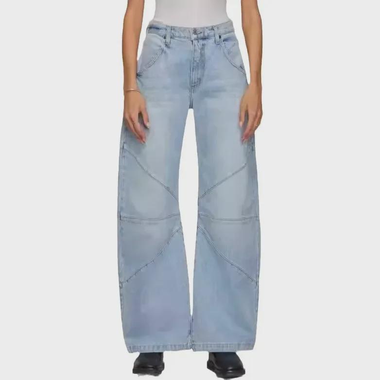 TUME Women's Retro Stitch Washed Casual Denim Pants