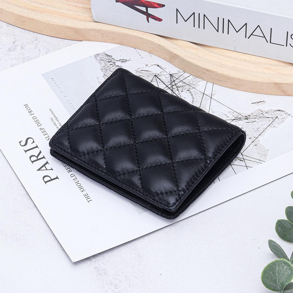 

Small Wallets for Women Genuine Leather Slim Pocket Wallet Bifold Ladies Mini Purses Minimalist Coin Pocket Sheepskin чёрный