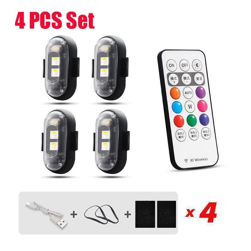 

8 цветов, стробоскоп с дистанционным управлением, светодиодная сигнальная лампа, стробоскоп для дрона, задний фонарь для мотоцикла, автомобиля, велосипеда, радиоуправляемого дрона, вспышка 4PCS