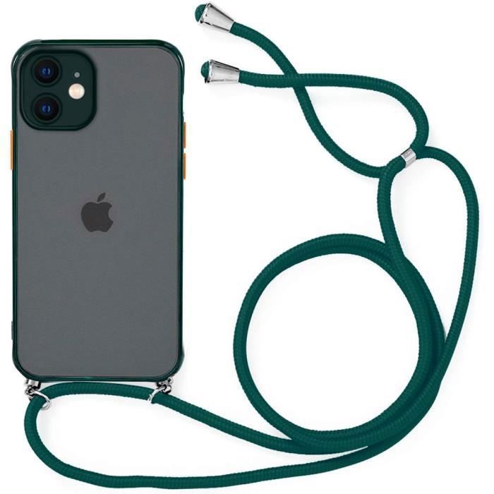 Coque de Protection - PROSHOP - pour iPhone 12 Mini - Rigide - Vert Nuit - Bandoulière Réglable