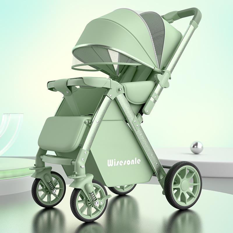 Convertible Lightweight Baby Stroller: High Landscape, Foldable, Shock-Absorbing for Sitting or Lying