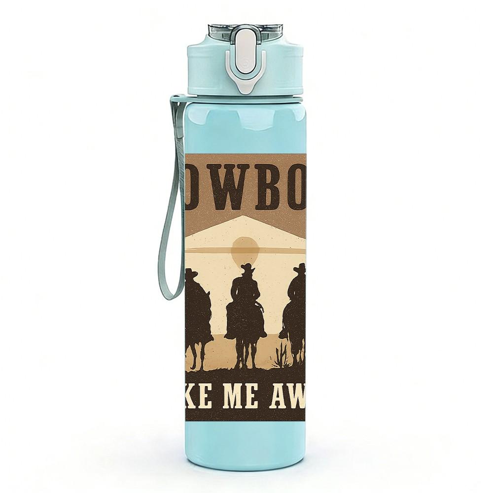 1PC Cowboy Take Me Away Silhouette 750ml Color Plastic Sports Water Bottle Leakproof Flip Straw Lid Suitable for Sports Office Home Use