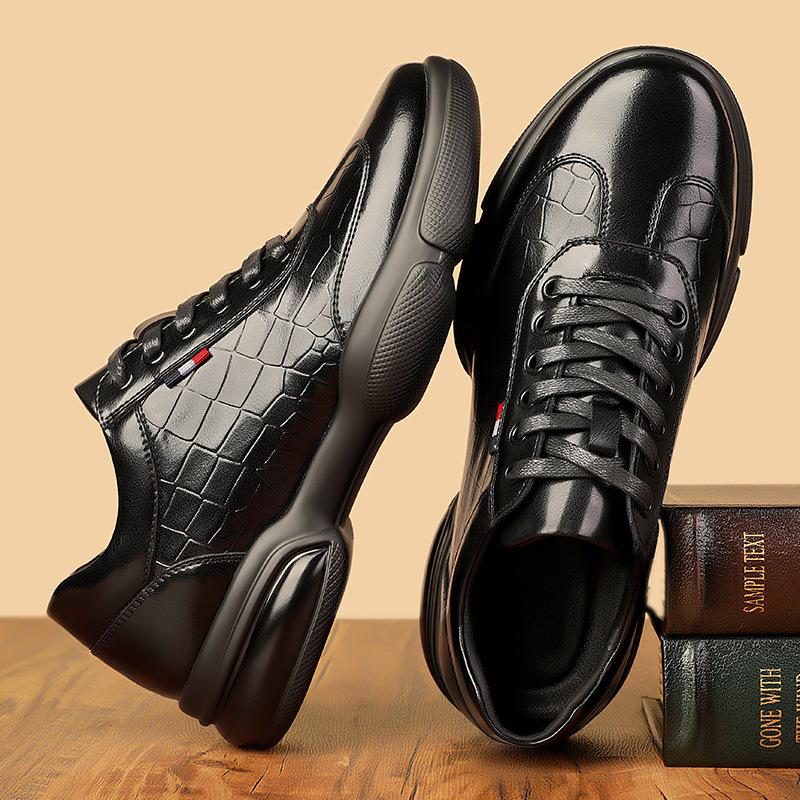 High Quality Fashion Casual Sneakers for Men Autumn New Designer Leather Shoes Male Solid Color Platform Sports Shoes Man