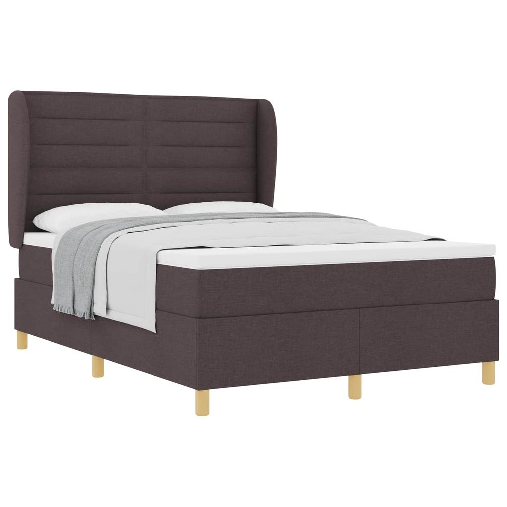 Box Spring Bed with Mattress Dark Brown 200 X 140 Cm Fabric