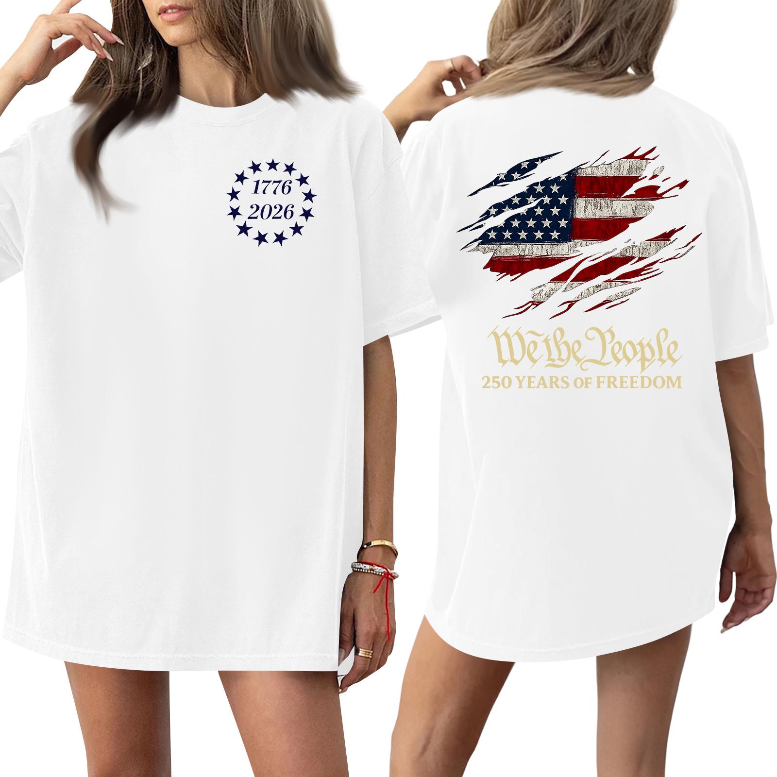 

Women s Casual Fashion Round Neck 0th Anniversary Print Short-Sleeve T-Shirt Top XL білий