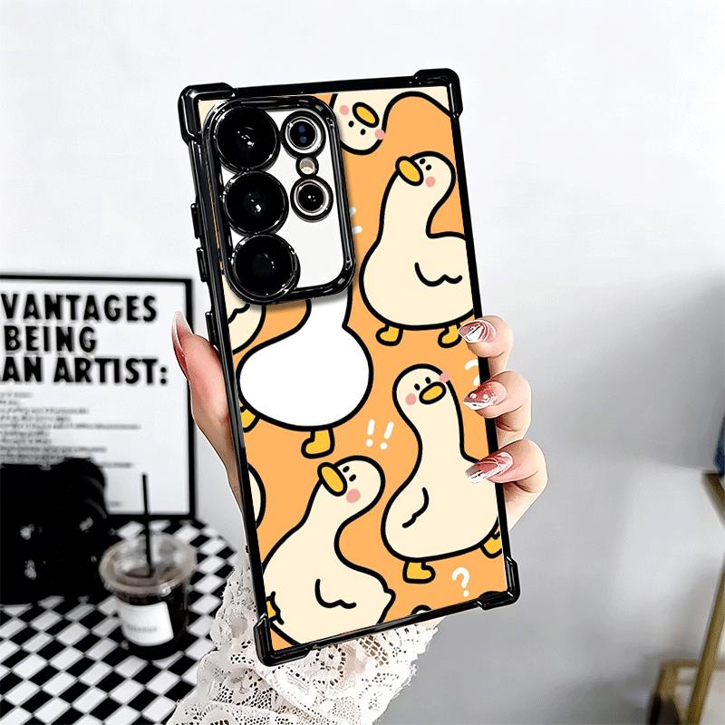 Cartoon Cute Duck Soft Phone Case For Samsung Galaxy S26 Ultra S25 Edge S24 FE S23 Plus S22 S21 + S20 Plating Anti-Fall Fundas