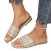 Large size woven slippers with one word for women, light beach cool slippers Sandals