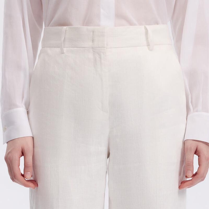 LANCY Women's Lanting Xu White Linen Flared Suit Pants