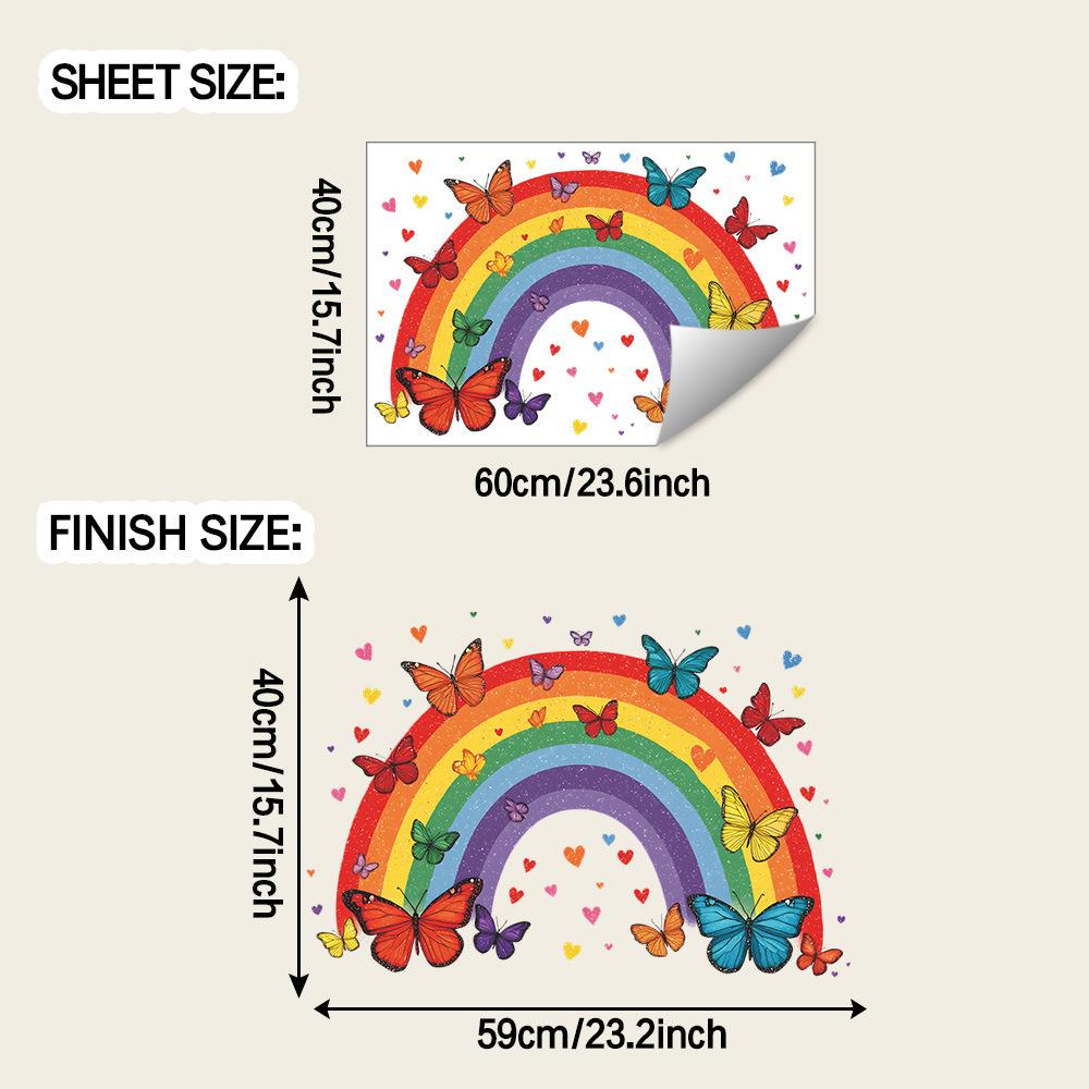 

Personalized Watercolor Rainbow Butterfly and Heart-shaped Bedroom Game Room Home Beautification Wall Stickers