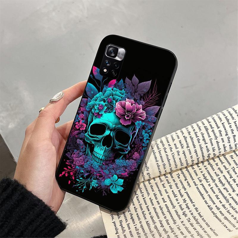 Schädel Blume Kunst Telefon Fall Für Xiaomi Redmi hinweis 13 12 Pro 11S 11 10 Pro 10S 12S Redmi 10 9C 13C