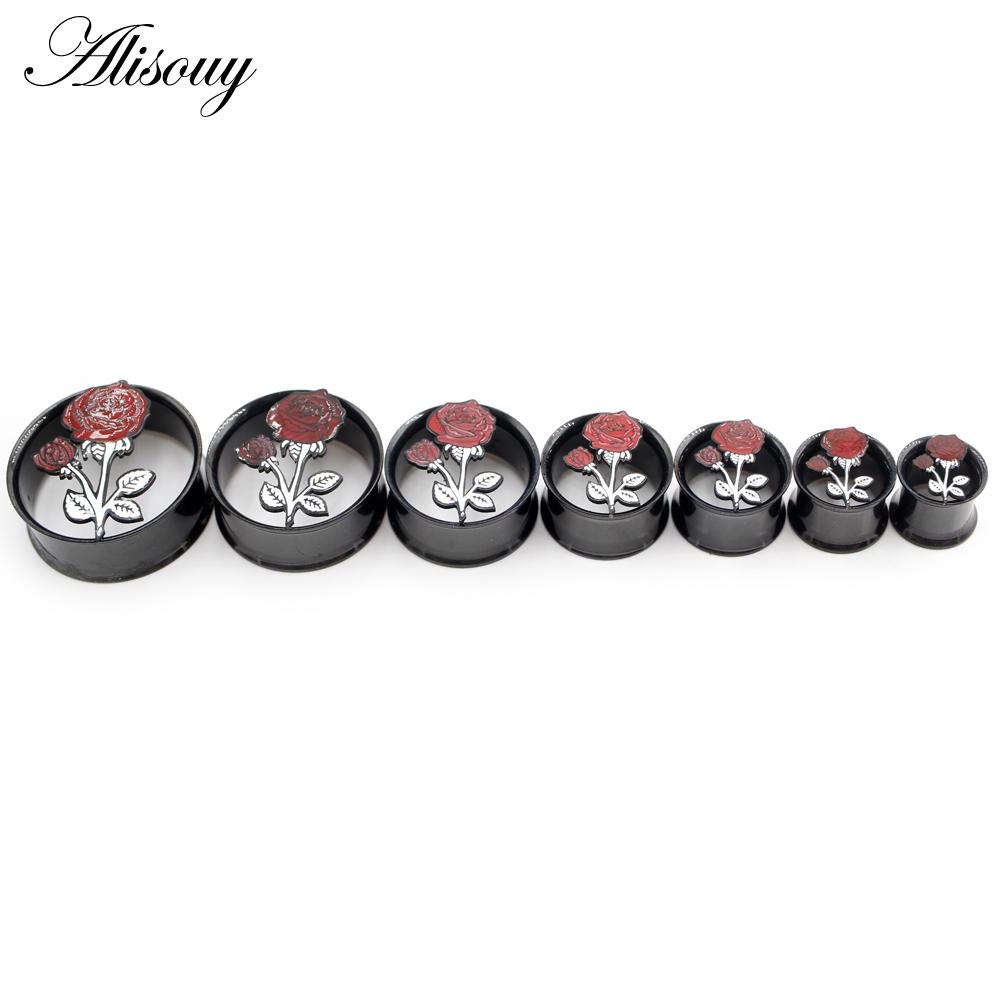 Alisouy 2PC Edelstahl Finger Blume Eule Fledermaus Ohr Tunnel Plug Flesh Expander Bahren Messgeräte Ohrring Piercing Körper Schmuck