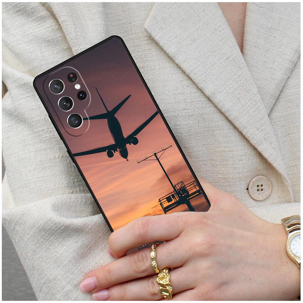 Reise Flugzeug Flughafen Handyhülle für Samsung Galaxy S26 Ultra S25 S24 S23 S22 S21 S20 Note10 Hülle