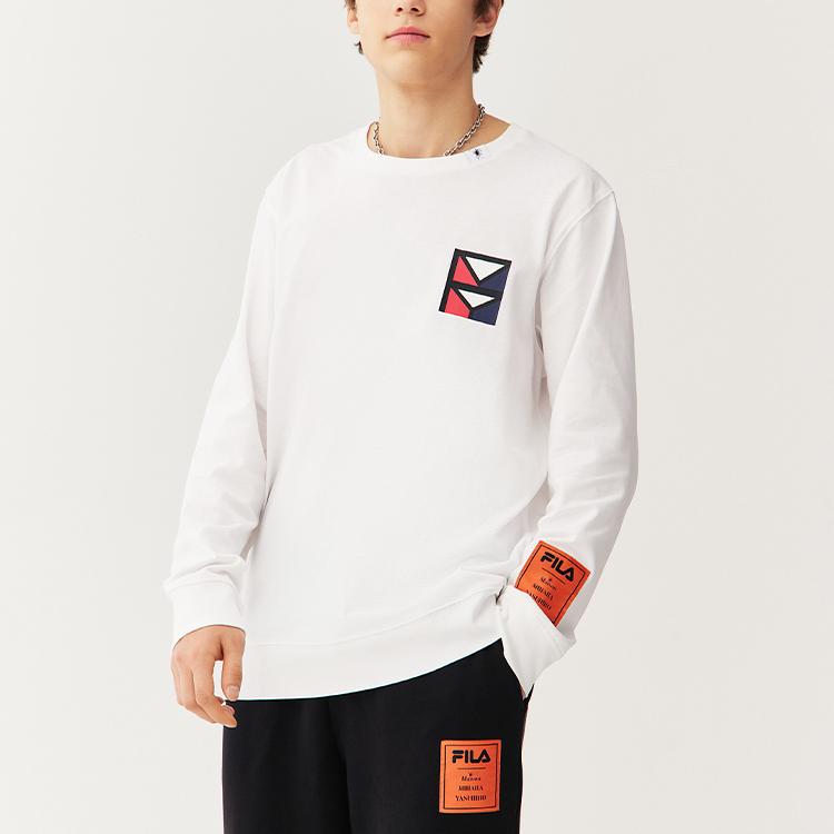 Fila Mihara Yasuhiro Collaboration Logo Round Neck Loose Long Sleeve T-Shirt Men Tops White F71M118207F-WT