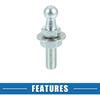 10mm Car Auto Strut Ball 5/16-18 Thread 1" Long Shank with Hardware Lock Nuts Washers for Gas Lift Support Strut End Fittings Metal Set of 2