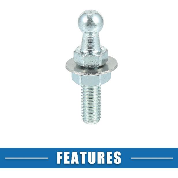 10mm Car Auto Strut Ball 5/16-18 Thread 1" Long Shank with Hardware Lock Nuts Washers for Gas Lift Support Strut End Fittings Metal Set of 2