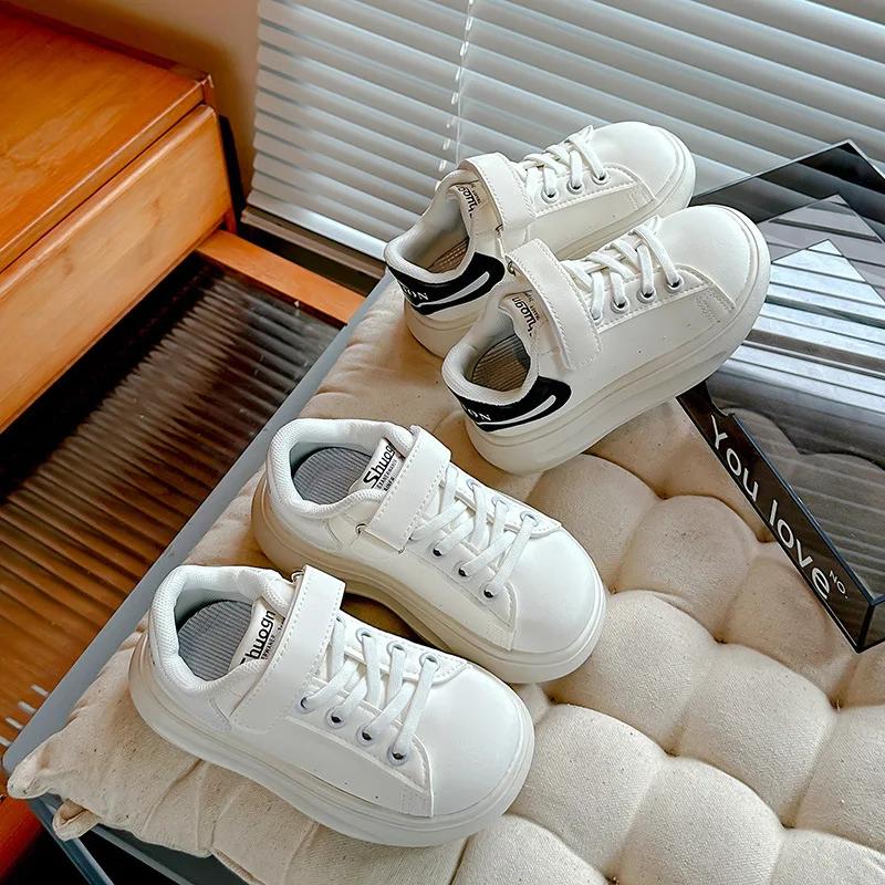 Kids Platform Sneakers 2024 Autumn Boys Sports Running Soft Chunky Trainers Toddler Girls Fashion Brand Casual White Shoes