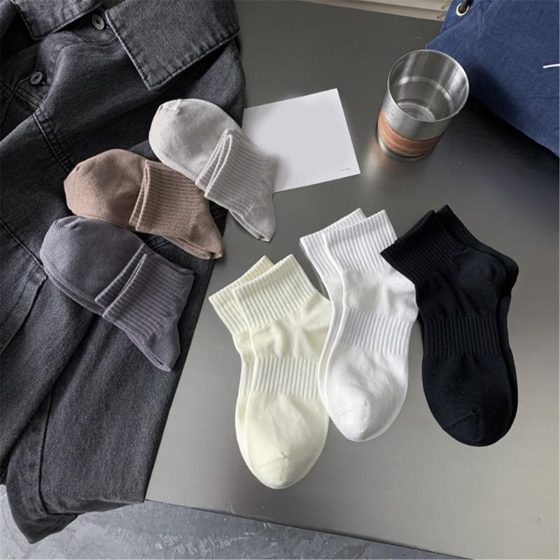 Mens Athletic Basic Solid Color Cotton Crew Socks Moisture Wicking Running Elastic Cuff Short Tube Ankle Socks for Men