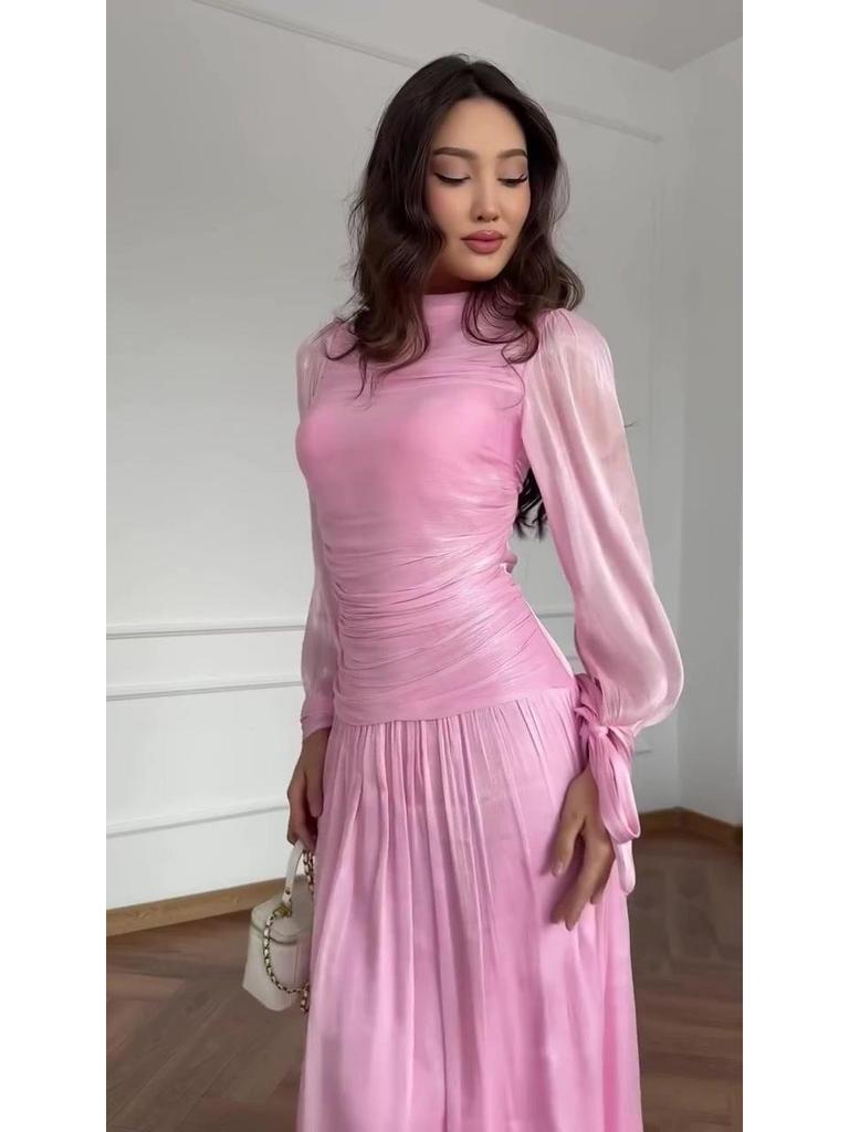 2025 Winter Elegant Light Luxury Long Sleeve Waist-Cinching Dress for Women