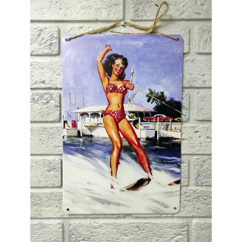Pin-Up Girl Tin Plates, Garage Workshop Metal Decor 20x30cm