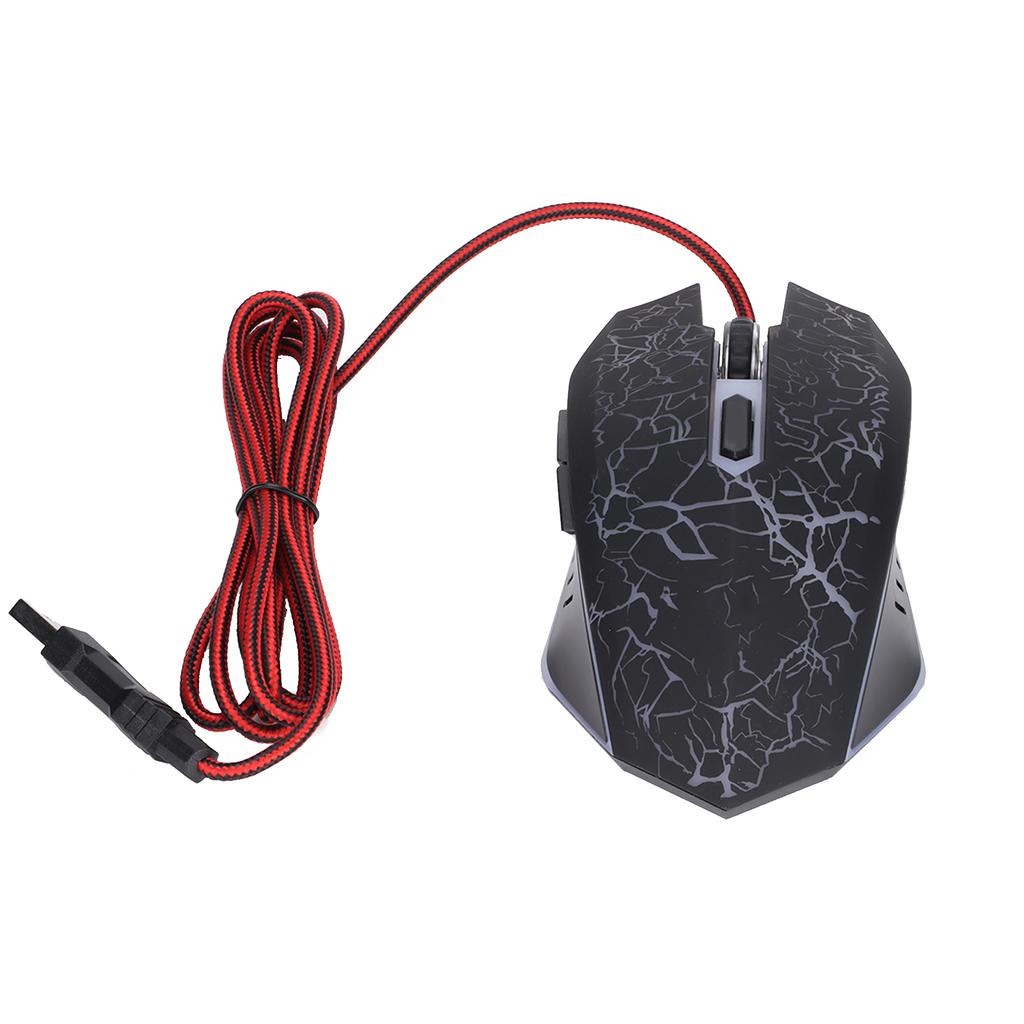 Kabelmaus Schwarz Crack USB-Anschluss Gaming Beleuchtung Einstellbar Computerzubehör