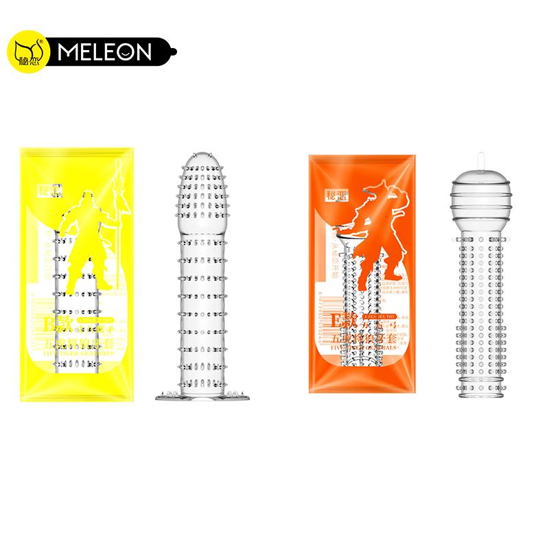 MELEON Wiederverwendbare Kondome für den Penis, Penisverlängerung, Ärmel, Spermasperre, Penisring, Dildo-Abdeckung, Sexspielzeug für Männer, Verzögerung der Ejakulation