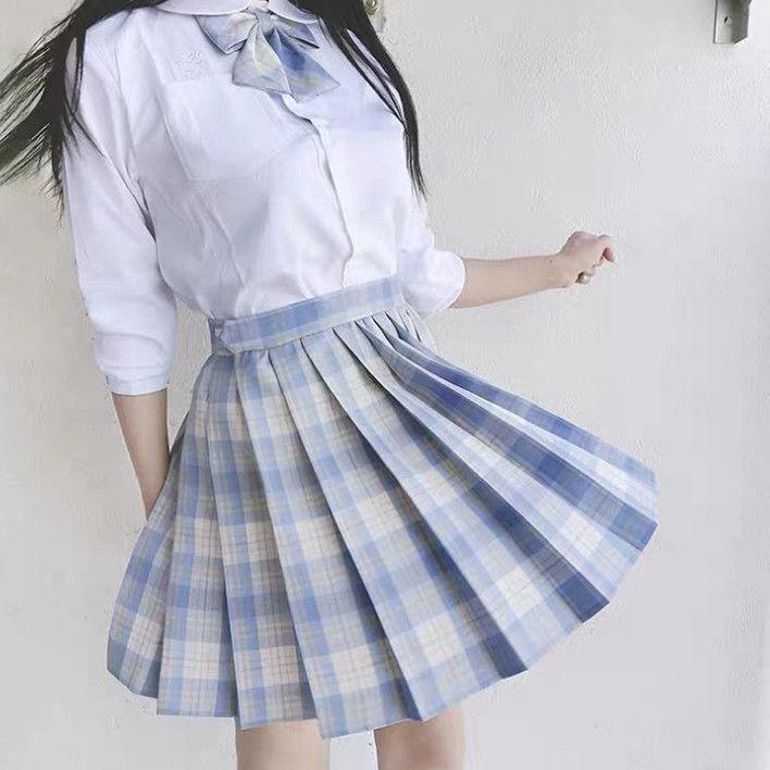 Japanese Academy Style JK Uniform Set - Long/Short Sleeve, Pleated Skirt for Female Students
