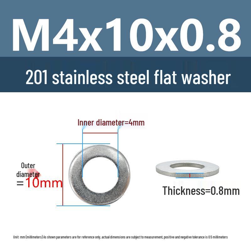 Yigu Yigu 201 Stainless Steel Flat Washer, Enlarged and Thickened Round Metal Screw Washer