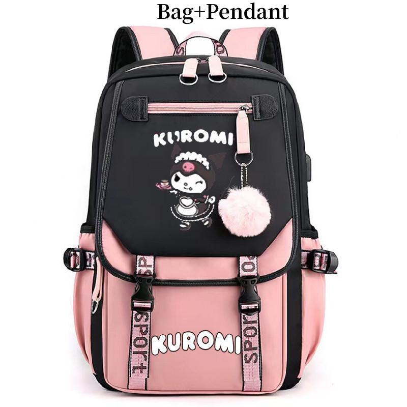 Kuromi Student Backpack With Usb Charging Port For Casual Travel And School Use