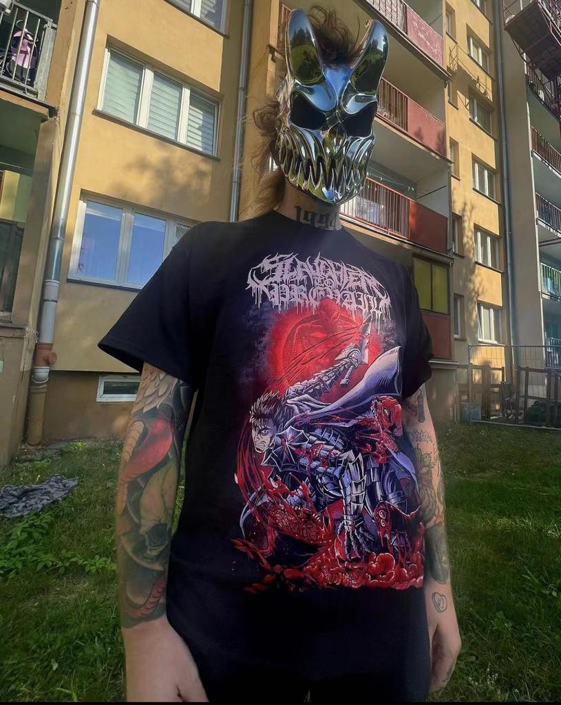SLAUGHTER TO PREVAIL Russian Dead Nuclear Band Official T-Shirt, Sword Wind Legend  Violence Vintage Alphabet Pattern T-Shirt