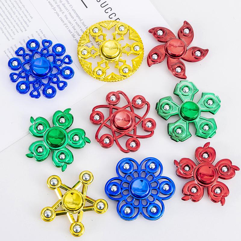 Electroplated Steel Ball Finger Fidget Toys Push Pop Anti Stress Fidget Spinner Decompression Gyro Press Fidget Spinner for Kids