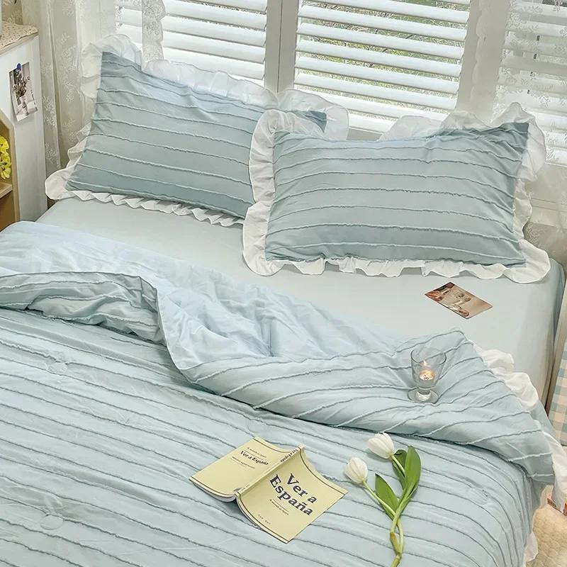 Set pilota de vară din bumbac spălat din patru piese Husă aerabilă din dantelă coreeană