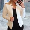Primavera outono feminino fino ajuste blazer gola entalhada manga longa cor sólida frente aberta terno casaco streetwear