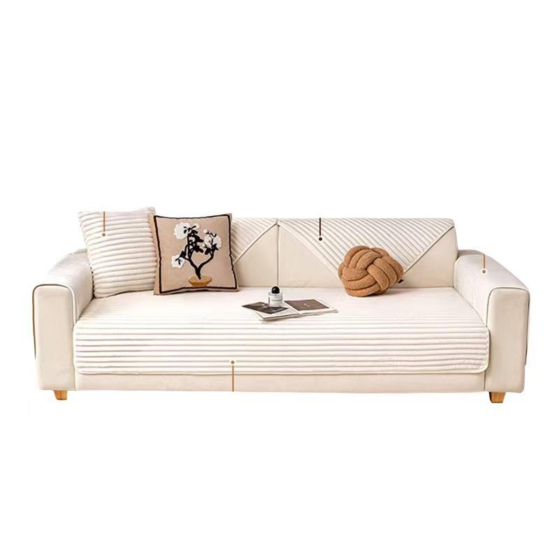 Autumn And Winter Cream Wind Plush Sofa Cushion Cover  New Non-Slip Straight Row Advanced Thermal Leather Sofa Seat Cushion