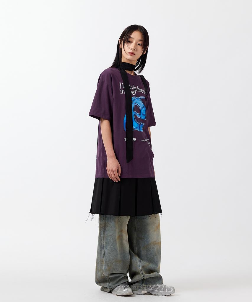 ODDSTUDIO Explorer Graphic Oversized T-Shirt - Dark Purple