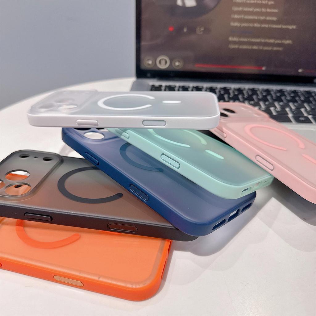 Frosted Magnetic AI Button Case for Apple 17romax, Skin Feel, Large Window, 16Pro Leather Texture