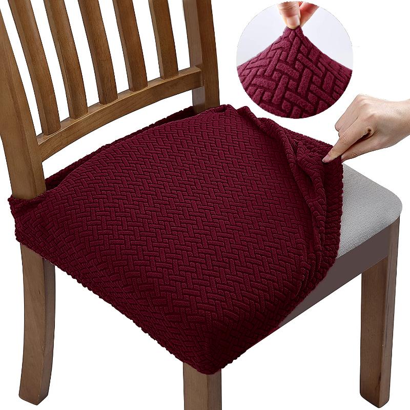 New Durable Jacquard Chair Seat Covers Removable Washable Anti-Dust Stretch Spandex Dining Room Upholstered Chair Cushion Slipco