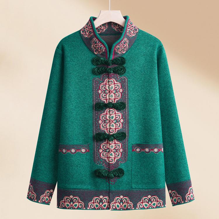 

Мамин год зодиака Весенняя одежда Красный свитер Куртка Для женщин среднего и пожилого возраста Бабушкина одежда Весна и осень Пожилая женщина Вязаный топ 4XL