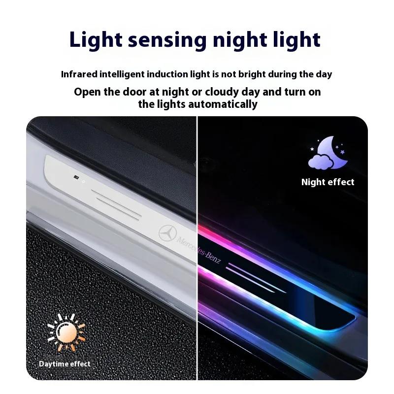 LKL1  Car Sticker Car LED Wireless Threshold Light For Mercedes Benz A B C E S V Class GLB GLC GLE Pilot SLK SLC ML SL Vito AMG Sprint