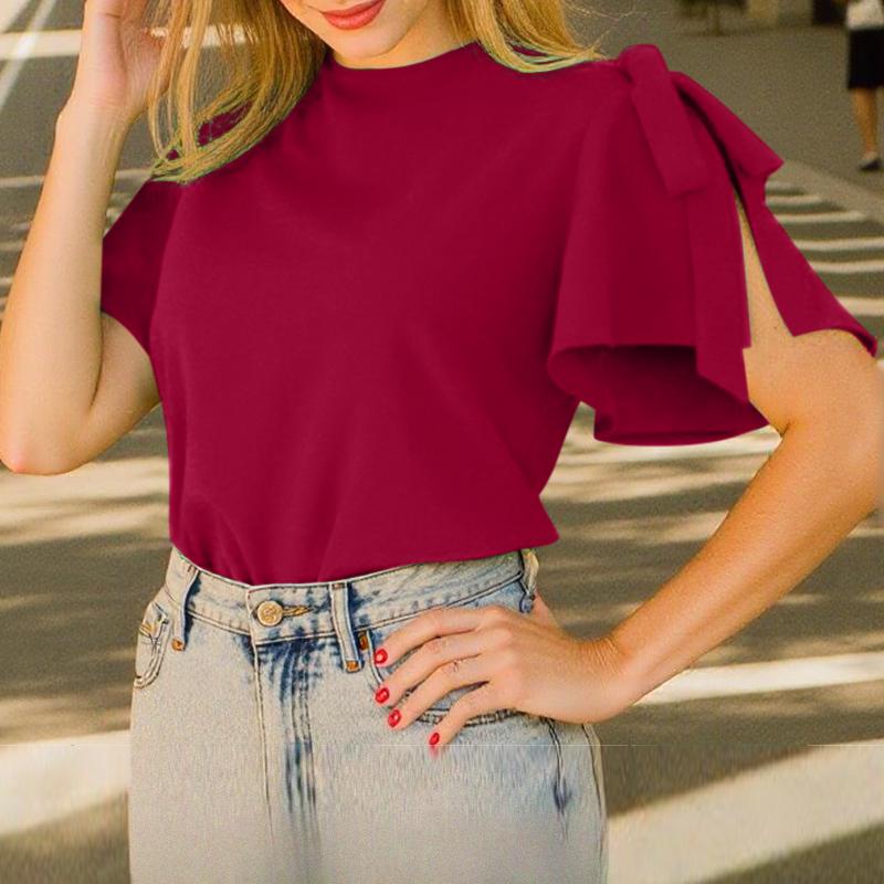 

ZANZEA Женские винтажные блузки с коротким рукавом и вырезом-лодочкой 4XL вино красного