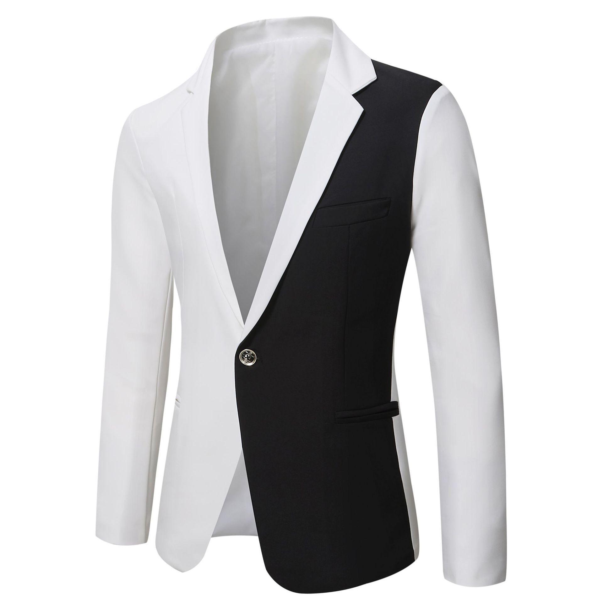 Mens Fashion Color Block Casual Blazer