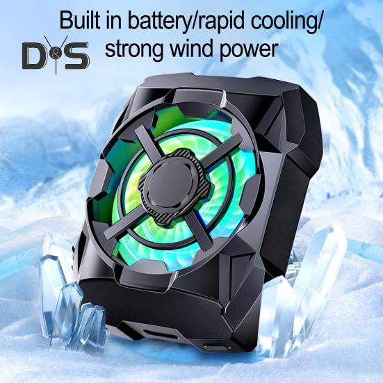 Rechargeable Phone Radiator Low-Noise Wireless Magnetic 3 Speeds Adjustable Gaming Phone Cooling Fan with LED Lights
