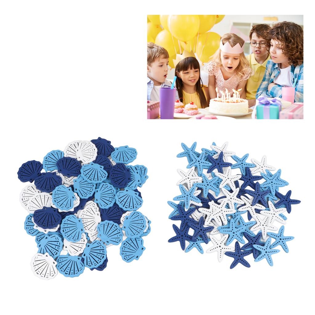 100pcs Seashell Starfish Home Decor Innovative DIY Hand Crafted Wooden Decor Patch for Party Holiday Celebration Photography
