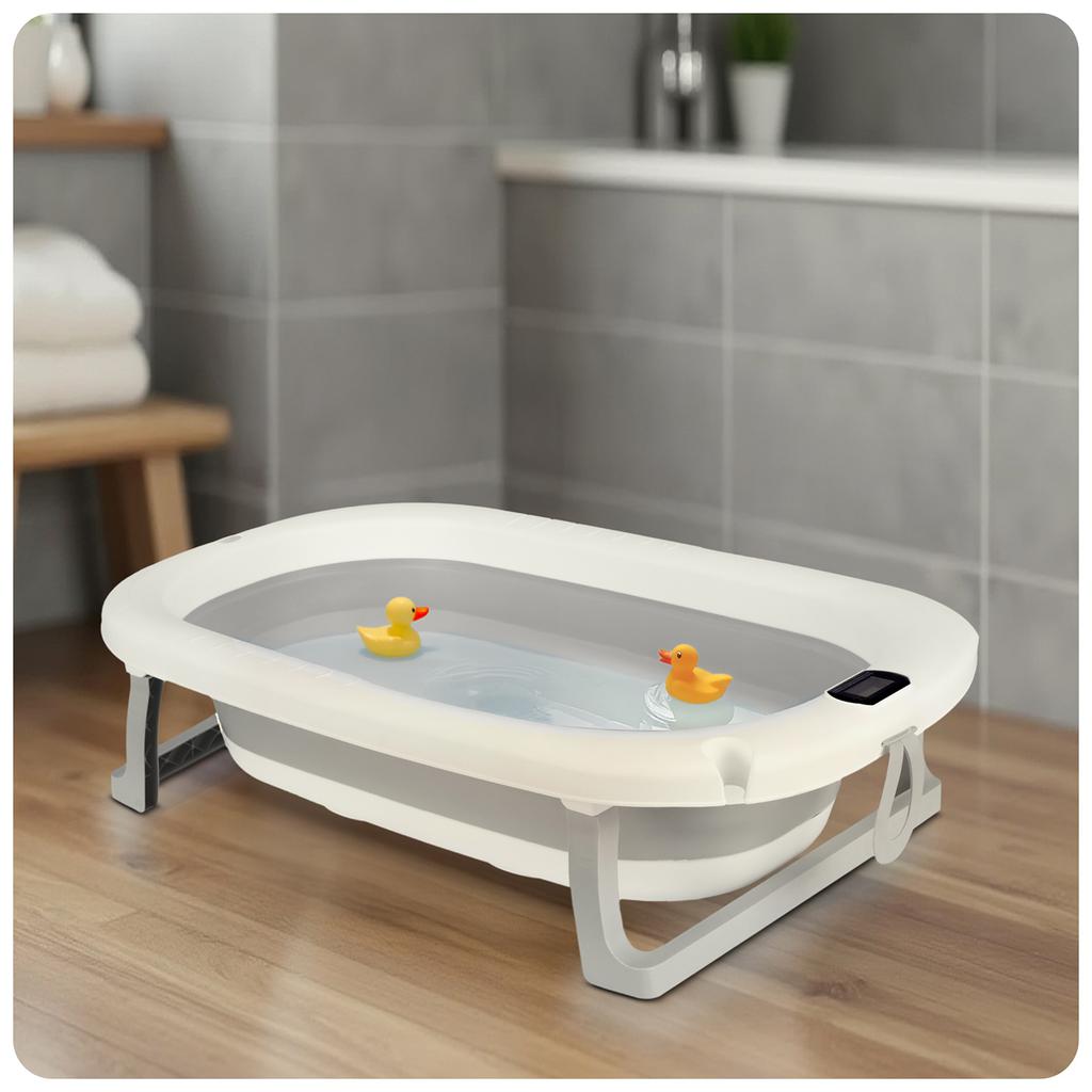 Foldable Baby Bath Tub For Infants With Thermometer & Insert, Ricokids
